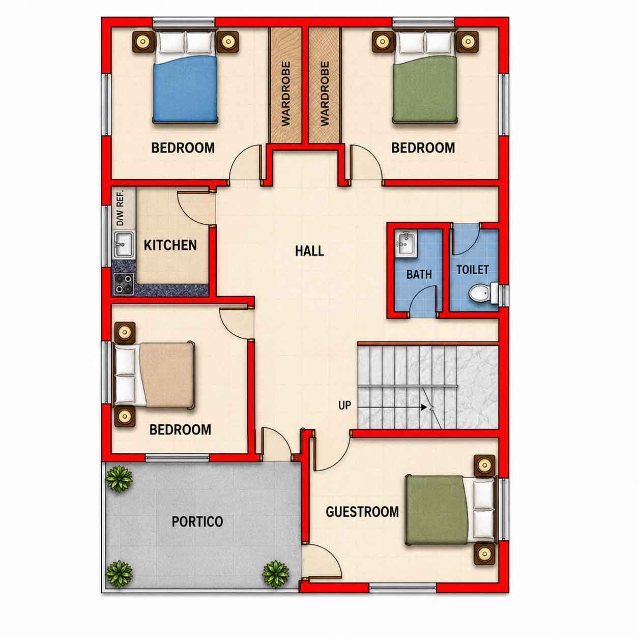 30X45 SFT 4BHK HOUSE PLAN House Plan PDF – Floor Plan Drawing