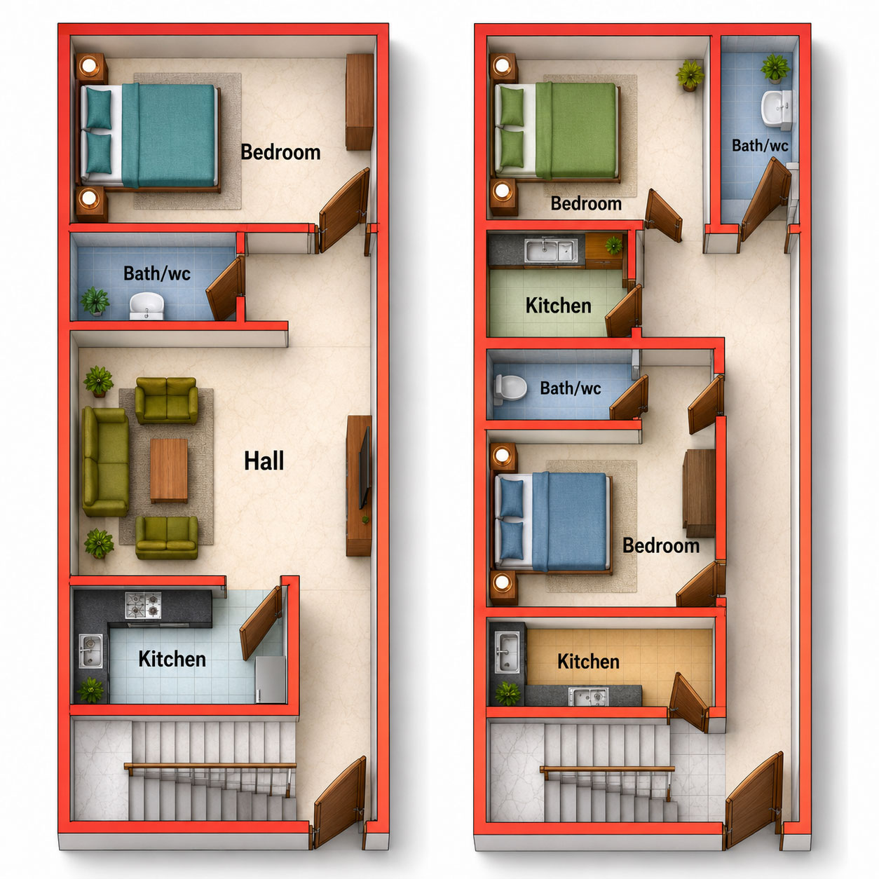 15X42 SFT G+1 DUPLEX HOUSE PLAN