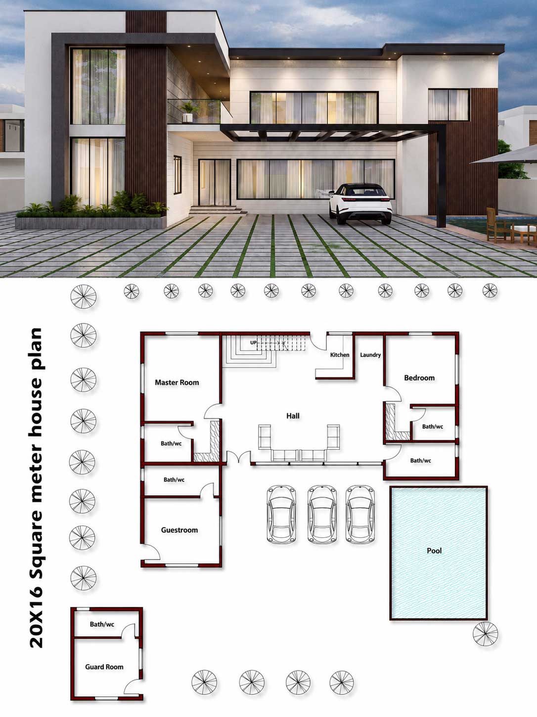 20X16 SQUARE METER 3BHK HOUSE PLAN House Plan PDF – Floor Plan Drawing