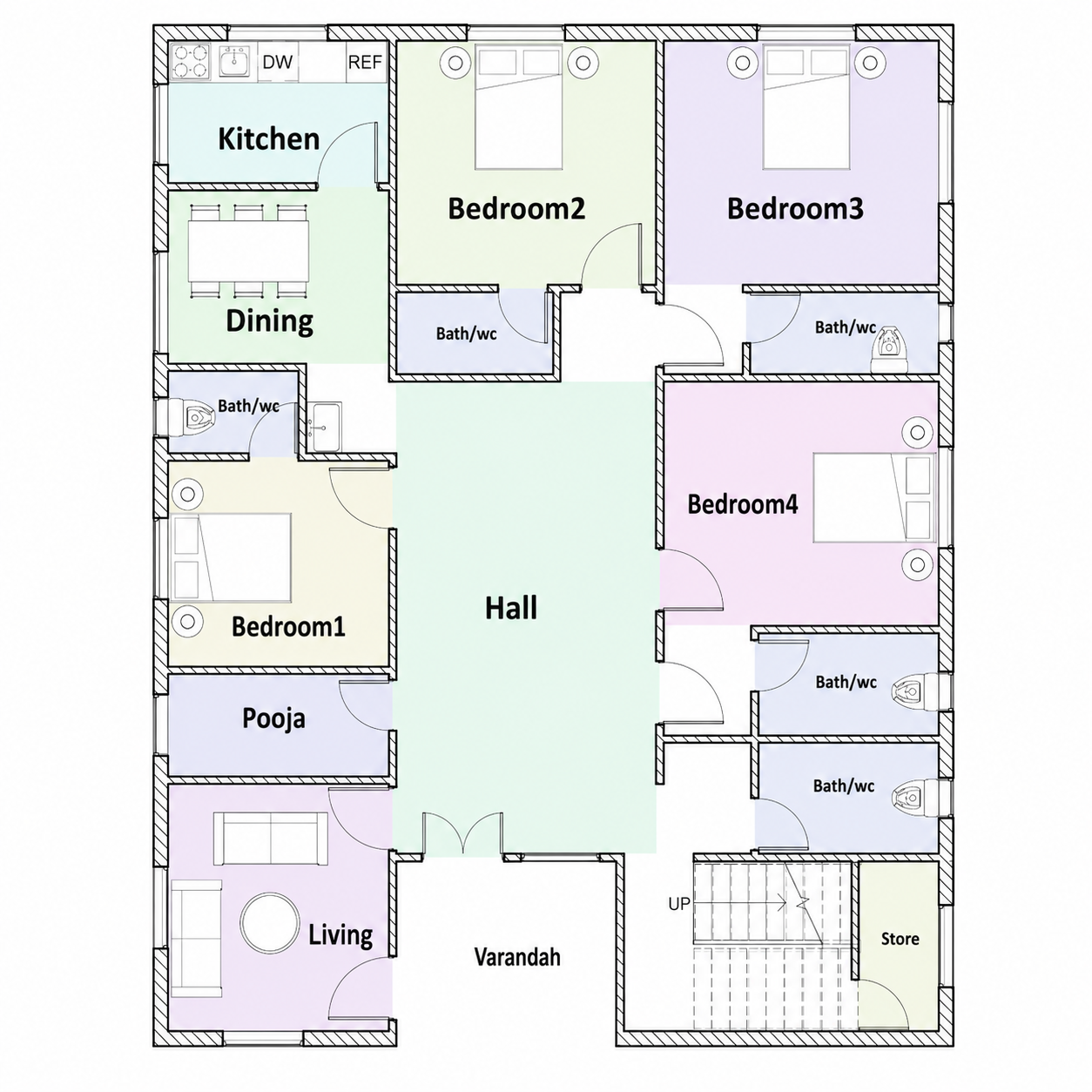 40X50 SQUARE FEET 4BHK HOME PLAN House Plan PDF – Floor Plan Drawing