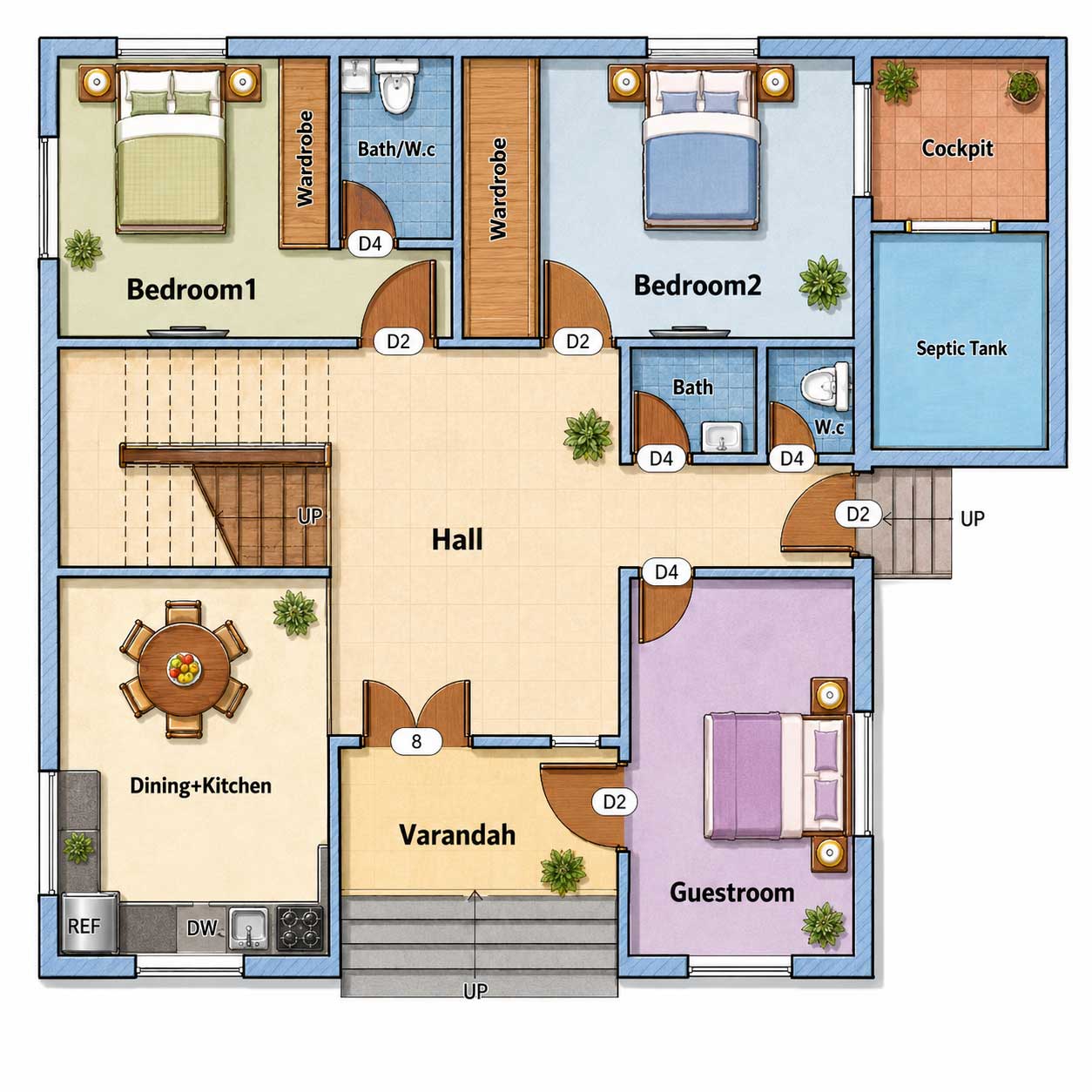 37X38 SFT 3BHK FLOOR PLAN House Plan PDF – Floor Plan Drawing