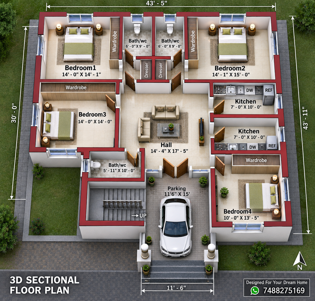 30x40 House Plan PDF – Floor Plan Drawing