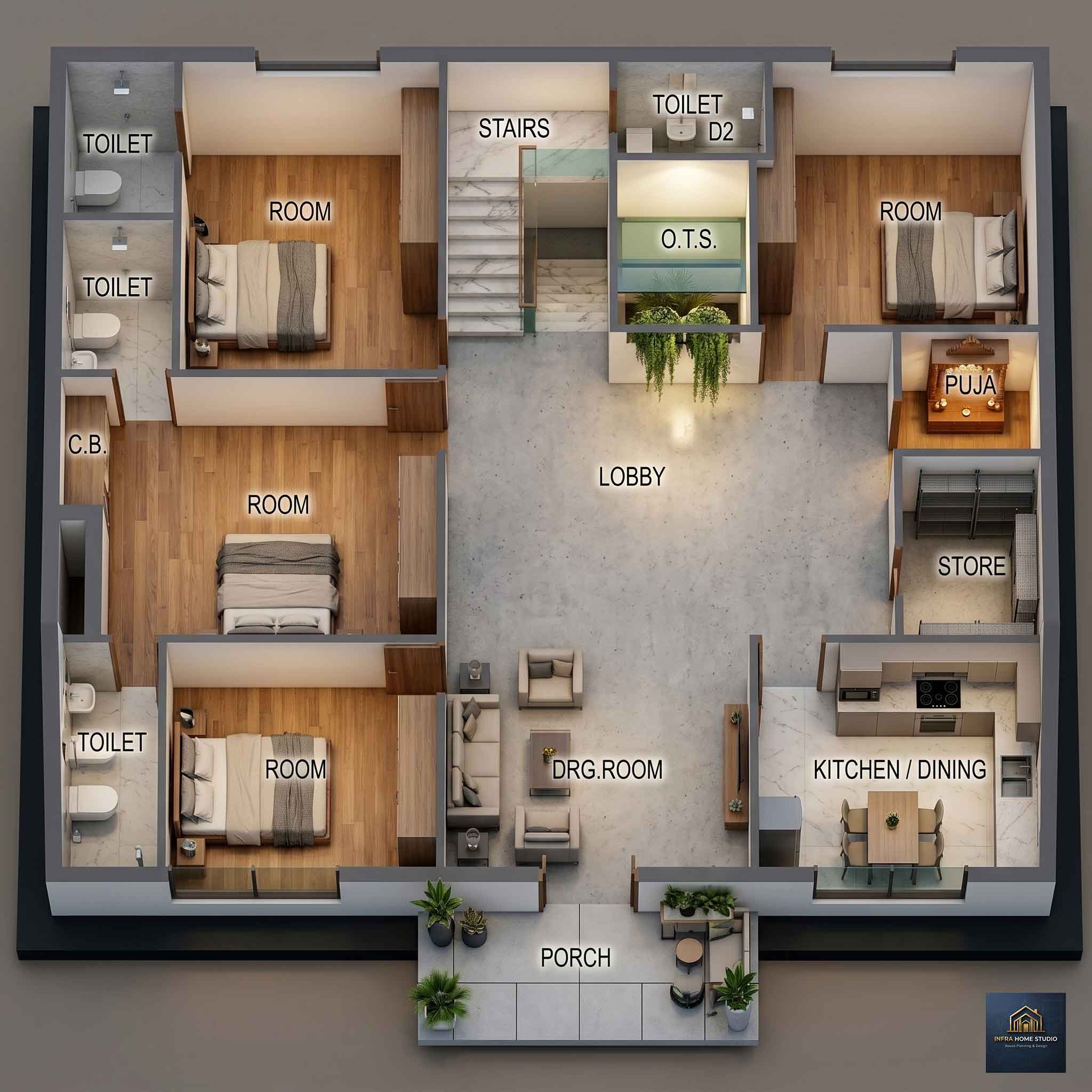 50x40 SFT 4BHK VASTU HOUSE PLAN House Plan PDF – Floor Plan Drawing